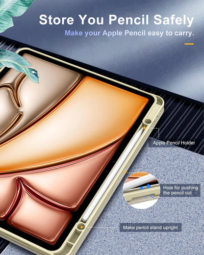 TiMOVO iPad Air 13 Zoll 2024 Schutzhülle Stifthalter Transparent Champagner Gold