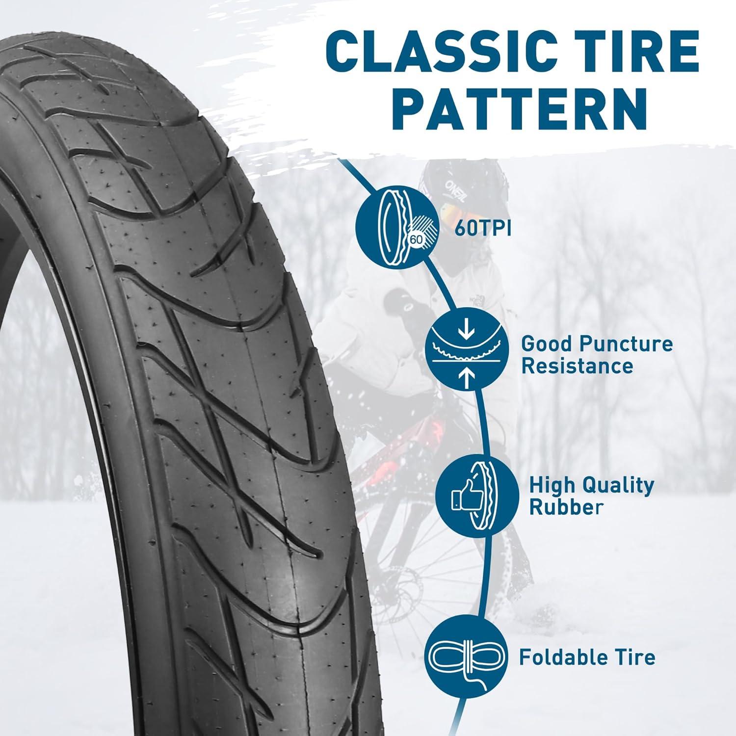 26x3.0 MEGHNA Fat Bike Reifen 60 TPI Fahrradreifen für E-Bike Snow Bike