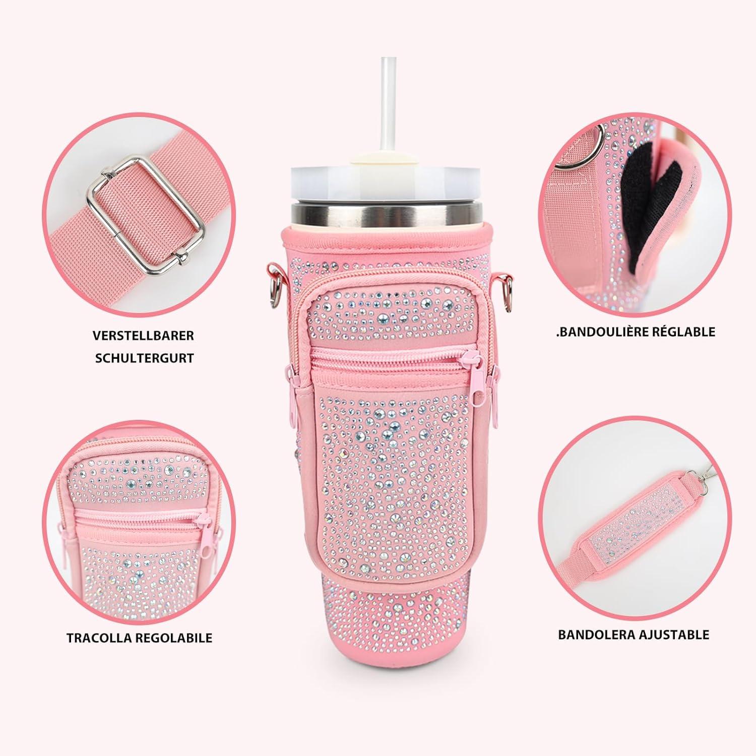 Stanley Cup 40 Oz Trinkflasche Tasche Rosa für Camping & Outdoor