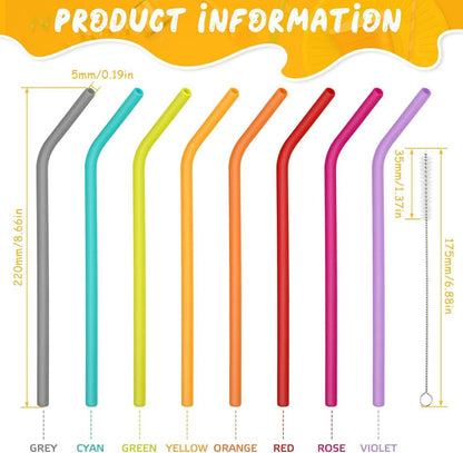16 Stück Silikon Strohhalme Wiederverwendbar mit