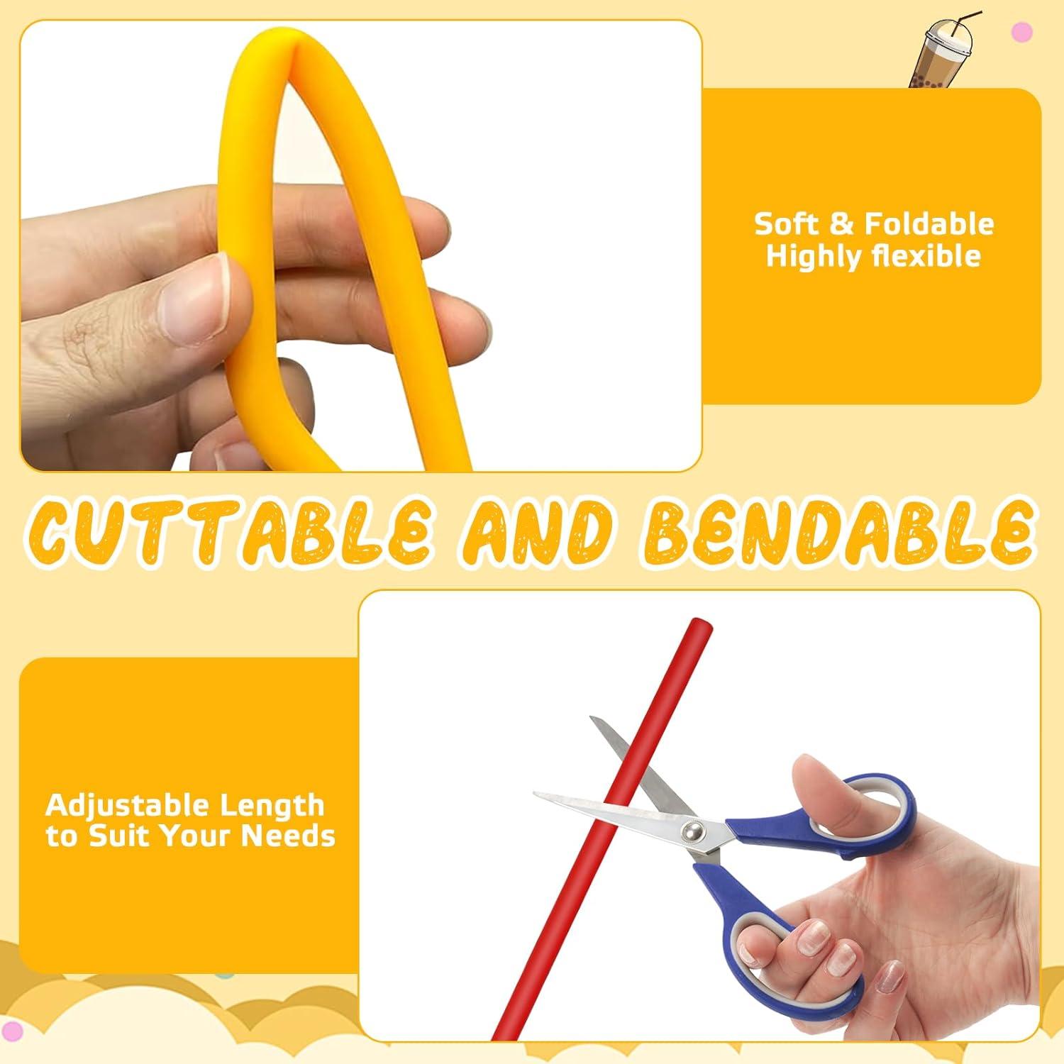 16er Set Bunte Silikon Strohhalme mit Reinigungsbürste