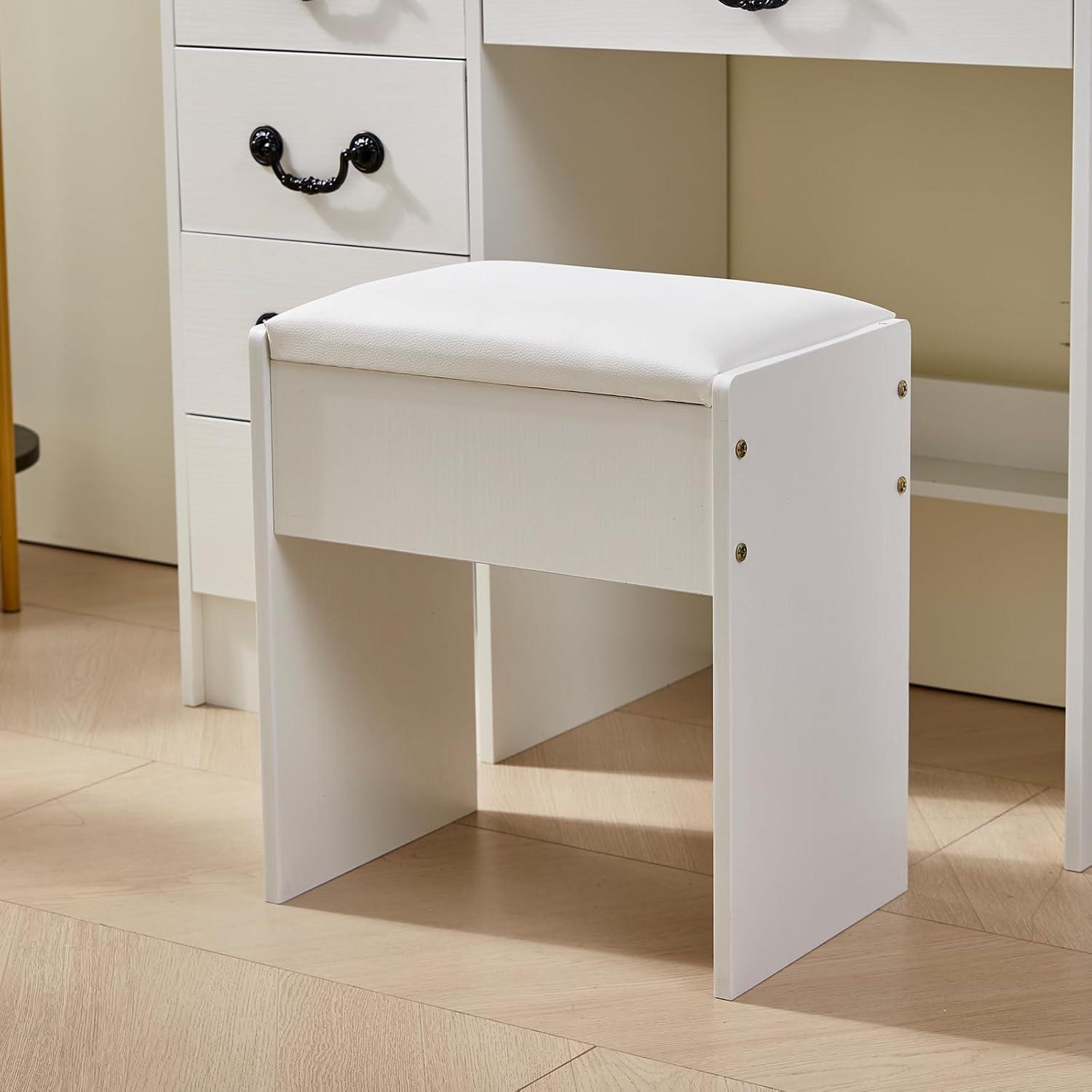 Schminktisch LED Beleuchtung Hocker Spiegel Makeup Kosmetiktisch 6 Schubladen