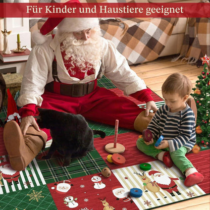 Weihnachts Teppich Rot Grün 140x200 cm - Waschbarer Wohnzimmerteppich