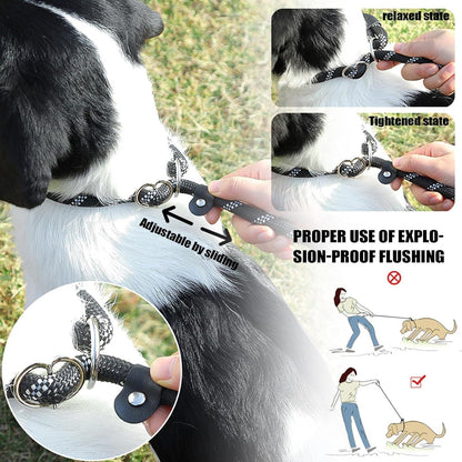 Hundehalsband Leine Set Verstellbar Gepolstert Schwarz