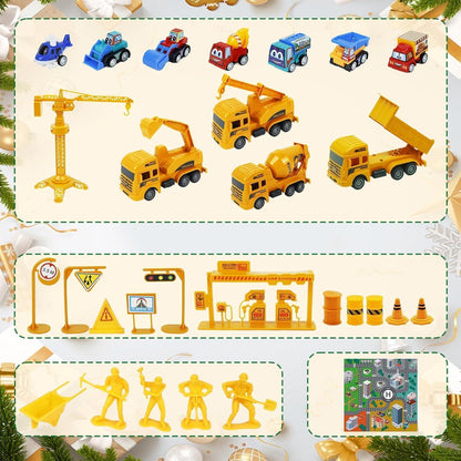 Adventskalender Baufahrzeuge Spielzeug 2024, Kinder Junge