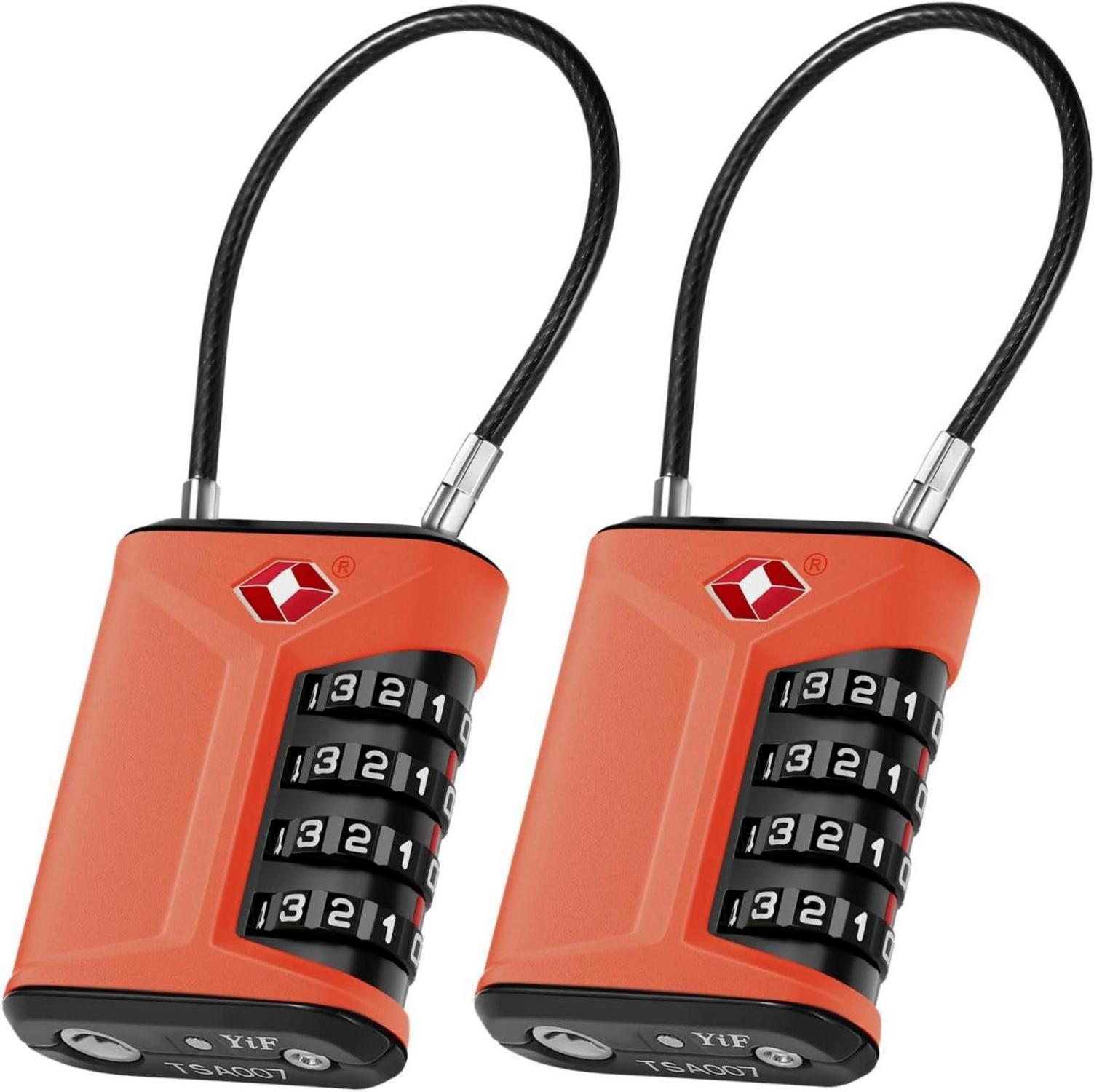 TSA Kofferschloss 4 Stellig Orange 2 Stücke
