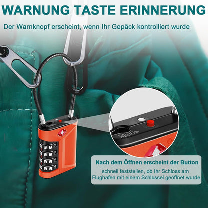TSA 4 Stelliges Kofferschloss, 2 Stücke Orange, Reiseschloss