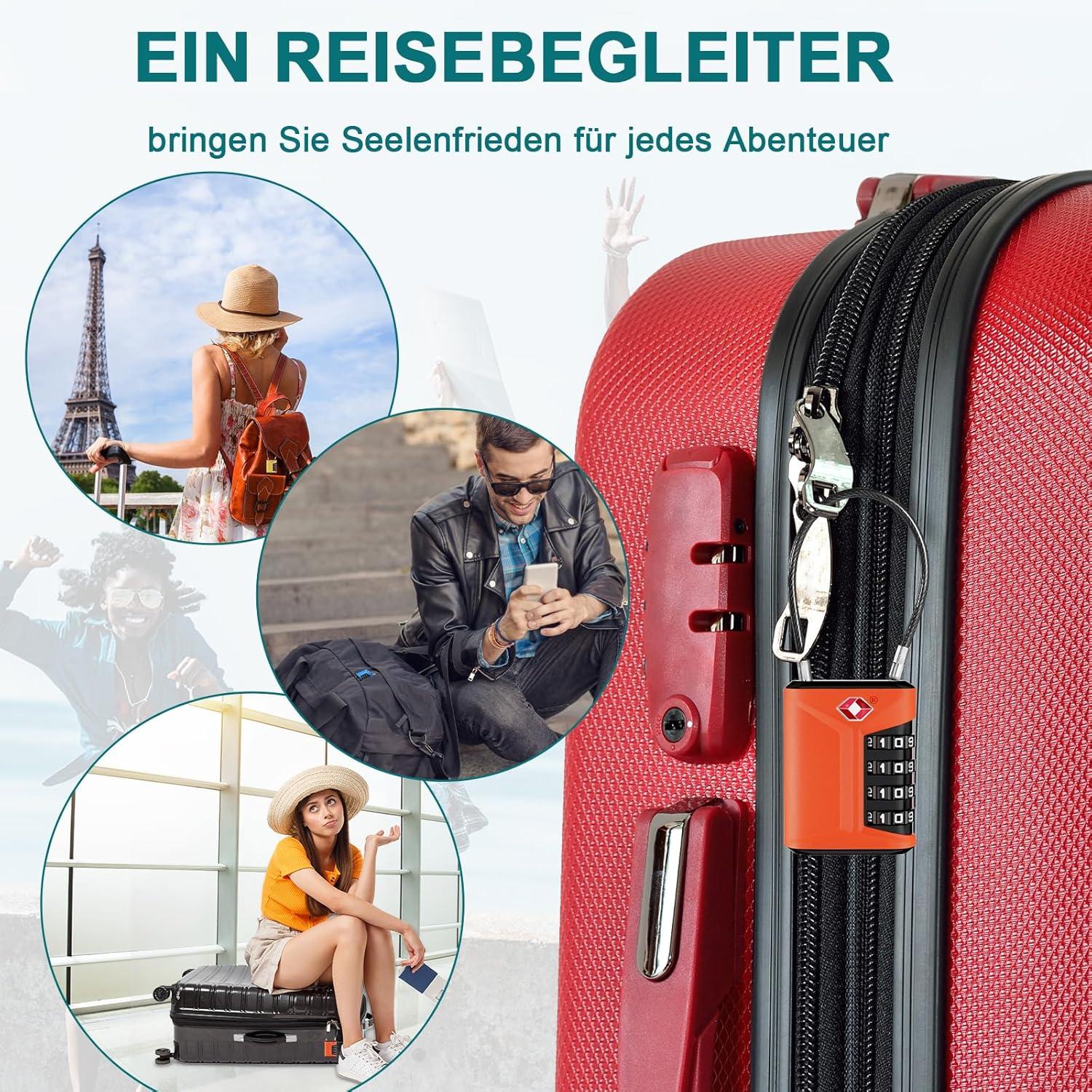 TSA Kofferschloss 4 Stellig Orange 2 Stücke Strandtuch