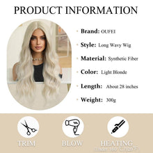 Lange Gewellte Hellblonde Ombre Perücke Hitzebeständig für