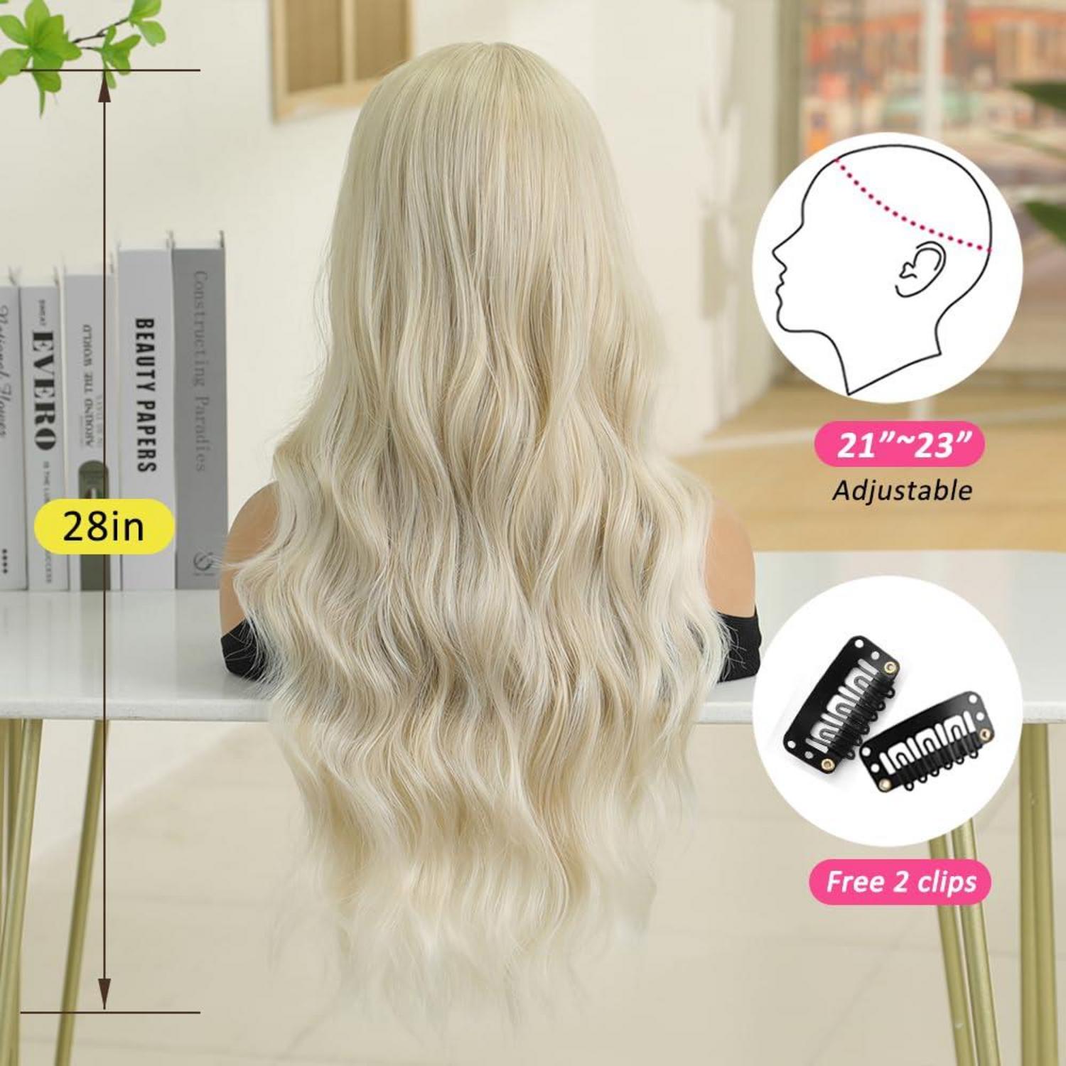 Lange Gewellte Hellblonde Ombre Synthetische Perücke Hitzebeständig
