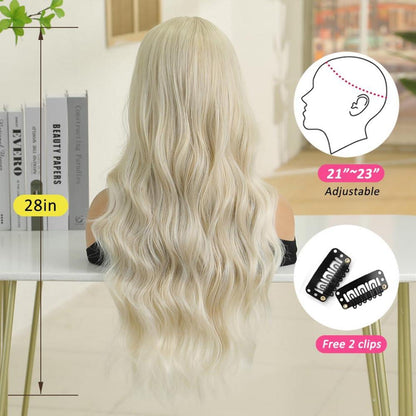 Lange Gewellte Hellblonde Ombre Synthetische Perücke Hitzebeständig