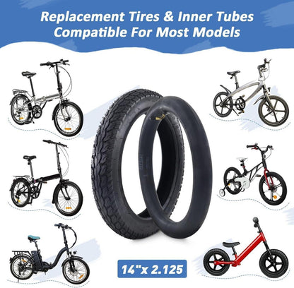 2er-Pack MEGHNA 14x2.125 E-Bike Reifen und Schlauch Set
