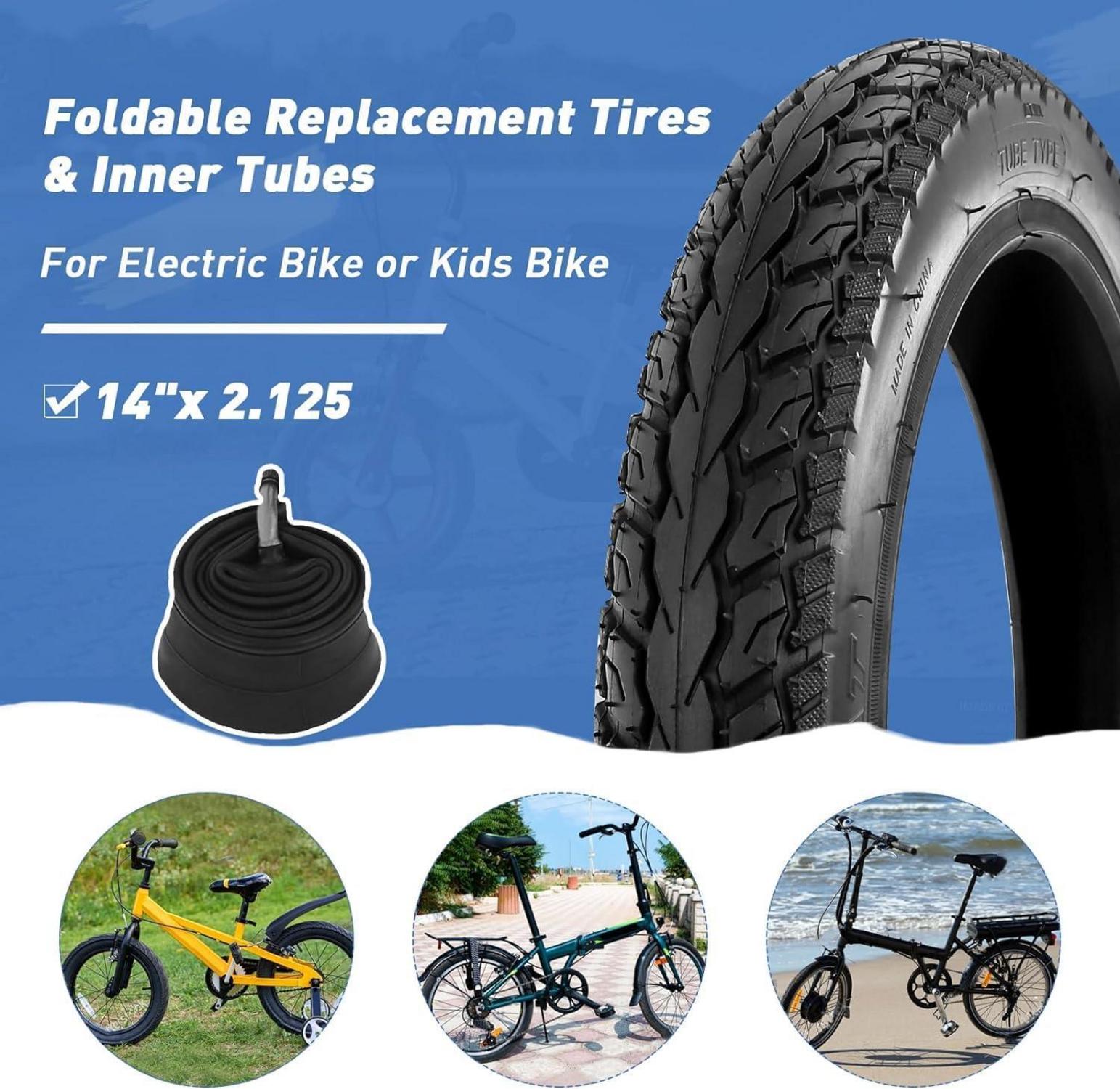 2er-Pack 14 Zoll E-Bike Reifen 14x2.125 Rutschfeste Fahrradreifen