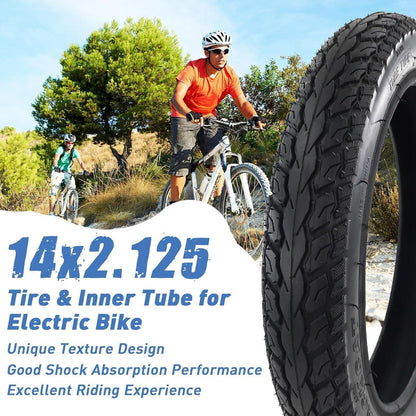 2er-Pack 14x2.125 E-Bike Reifen & Schlauch 14 Zoll Mantel AV32mm Valve