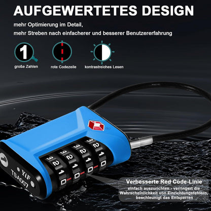 TSA Kofferschloss 4 Stellig Zelt Gepäck Kabel Reiseschloss (2