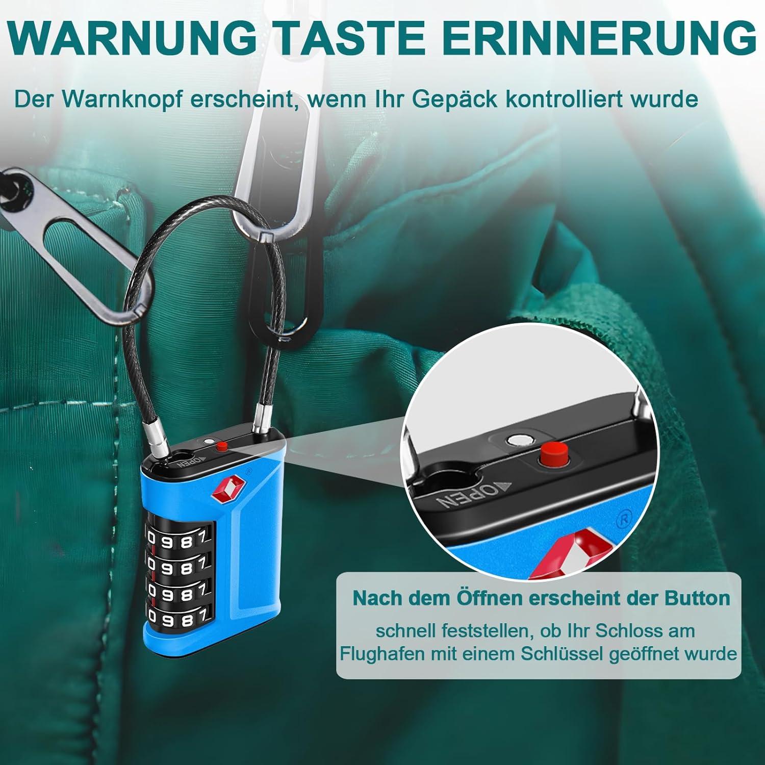 ZHEGE TSA Kofferschloss 4 Stellig Blau 2 Stücke - Reiseschloss Rucksack Schließfach
