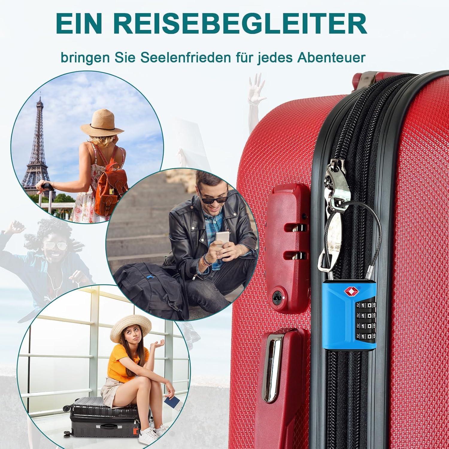 TSA Kofferschloss Zahlenschloss 4 Stellig Blau 2 Stücke