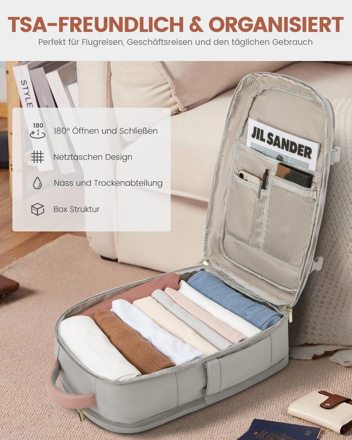 Handgepäck Rucksack 40L Reiserucksack für 17 Zoll Laptop Grau