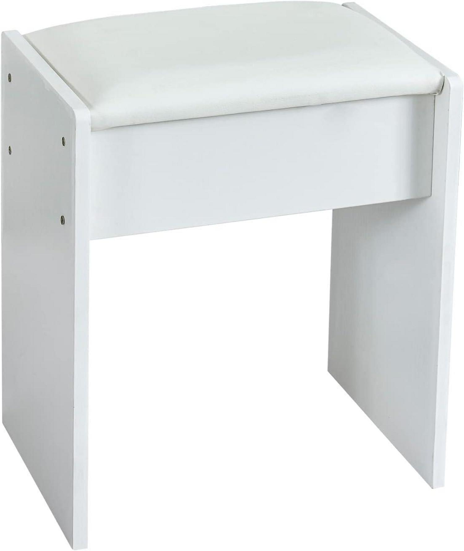 Schminktisch mit LED-Beleuchtung, Hocker, 6 Schubladen 80x36x130cm