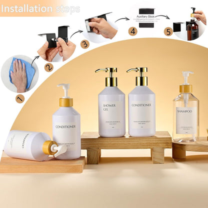 3x Wandmontierter Seifenspender 500ml - Weiß & Gold