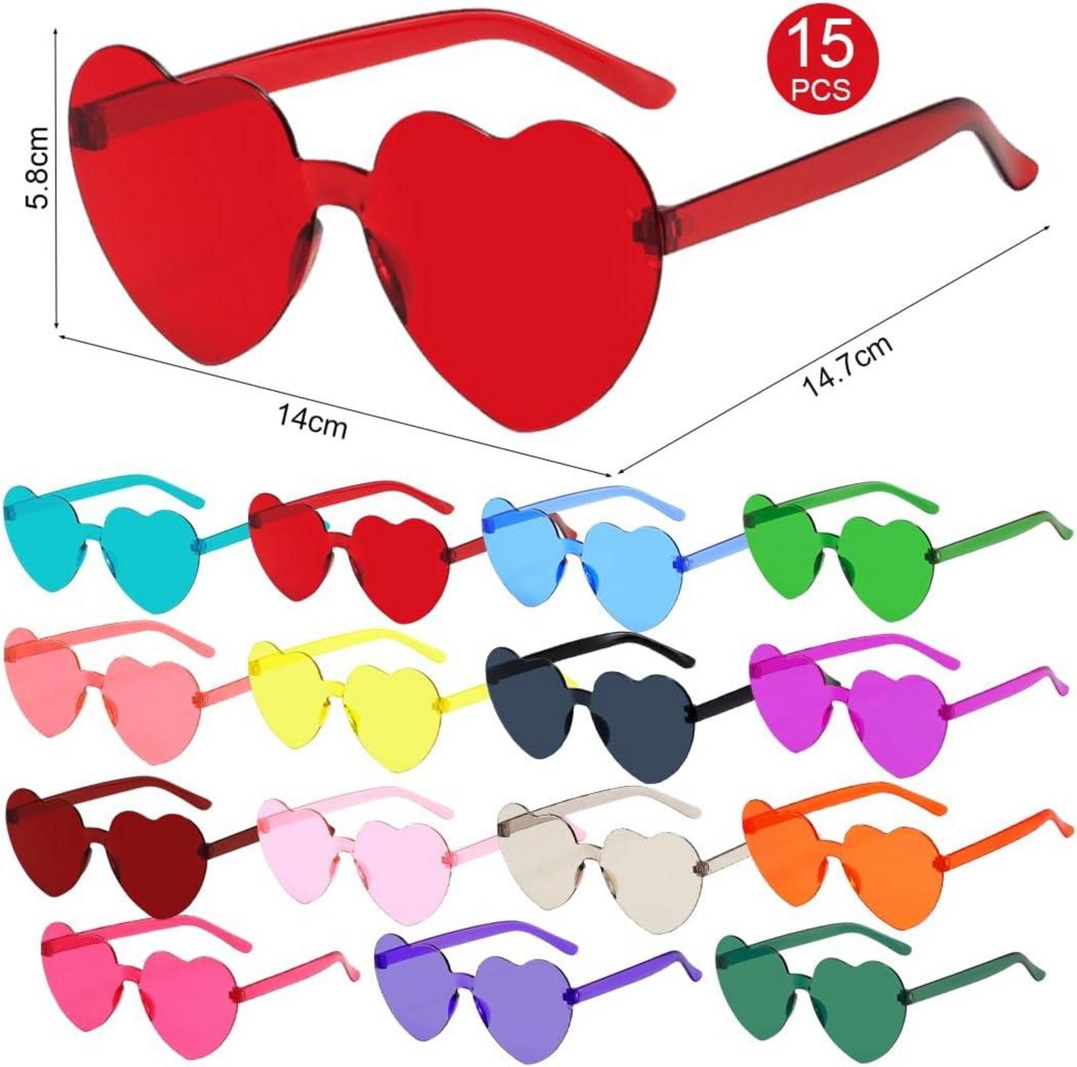 Capaneus Herz Sonnenbrille Set Party Zubehör Fasching Karneval 15 Stück