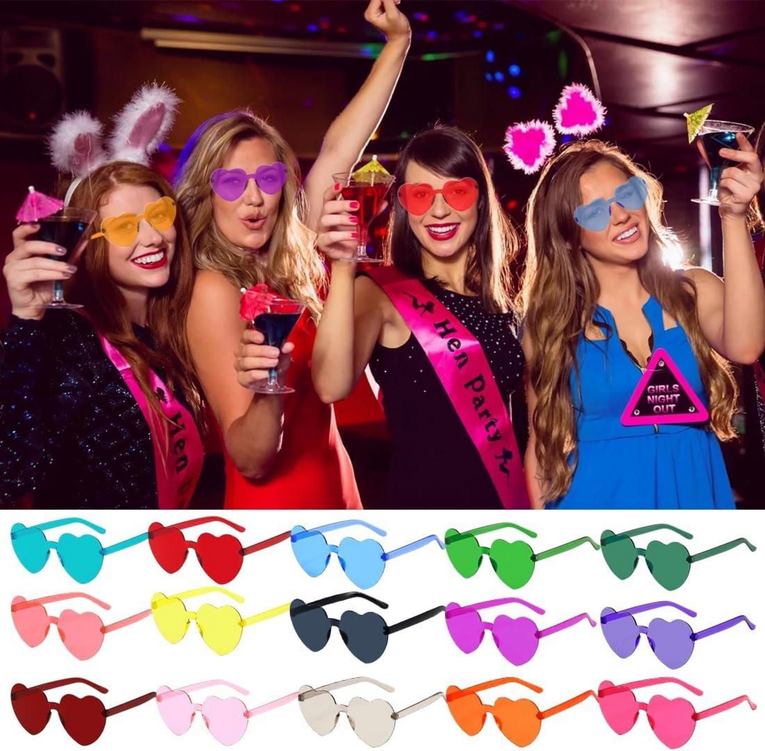 15er Set bunte Party Herz Sonnenbrillen Kinder Erwachsene Fasching