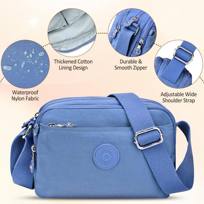 Kleine Umhängetasche Damen Leichte Wasserdicht Crossbody Bag Blau