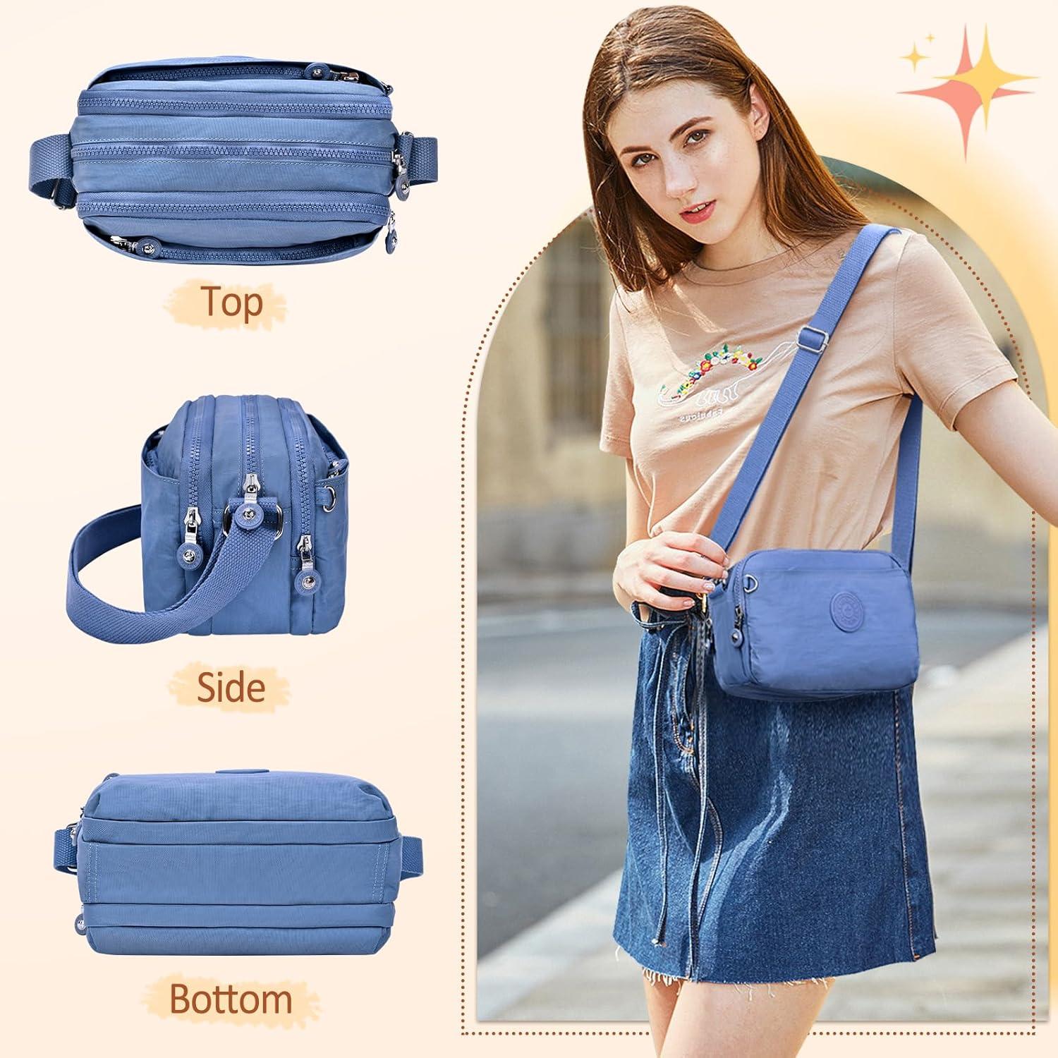Kleine Umhängetasche Damen Leichte Wasserdicht Crossbody Bag Blau
