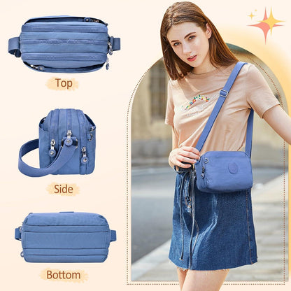 Kleine Umhängetasche Damen Leichte Wasserdicht Crossbody Bag Blau