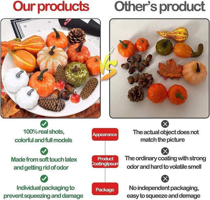 Künstliche Kürbis Herbst Deko Set Thanksgiving Dekoration 88 Stück