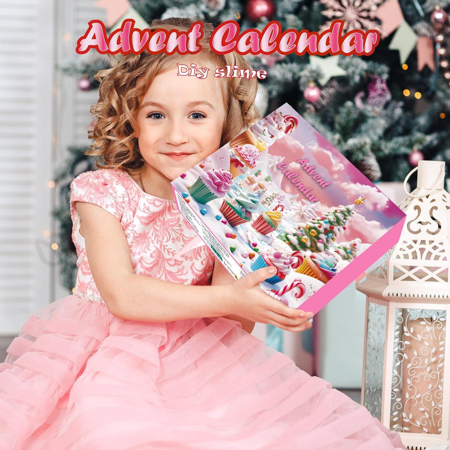 Adventskalender 2024 Kinder DIY Fluffy Crystal Slime Countdown