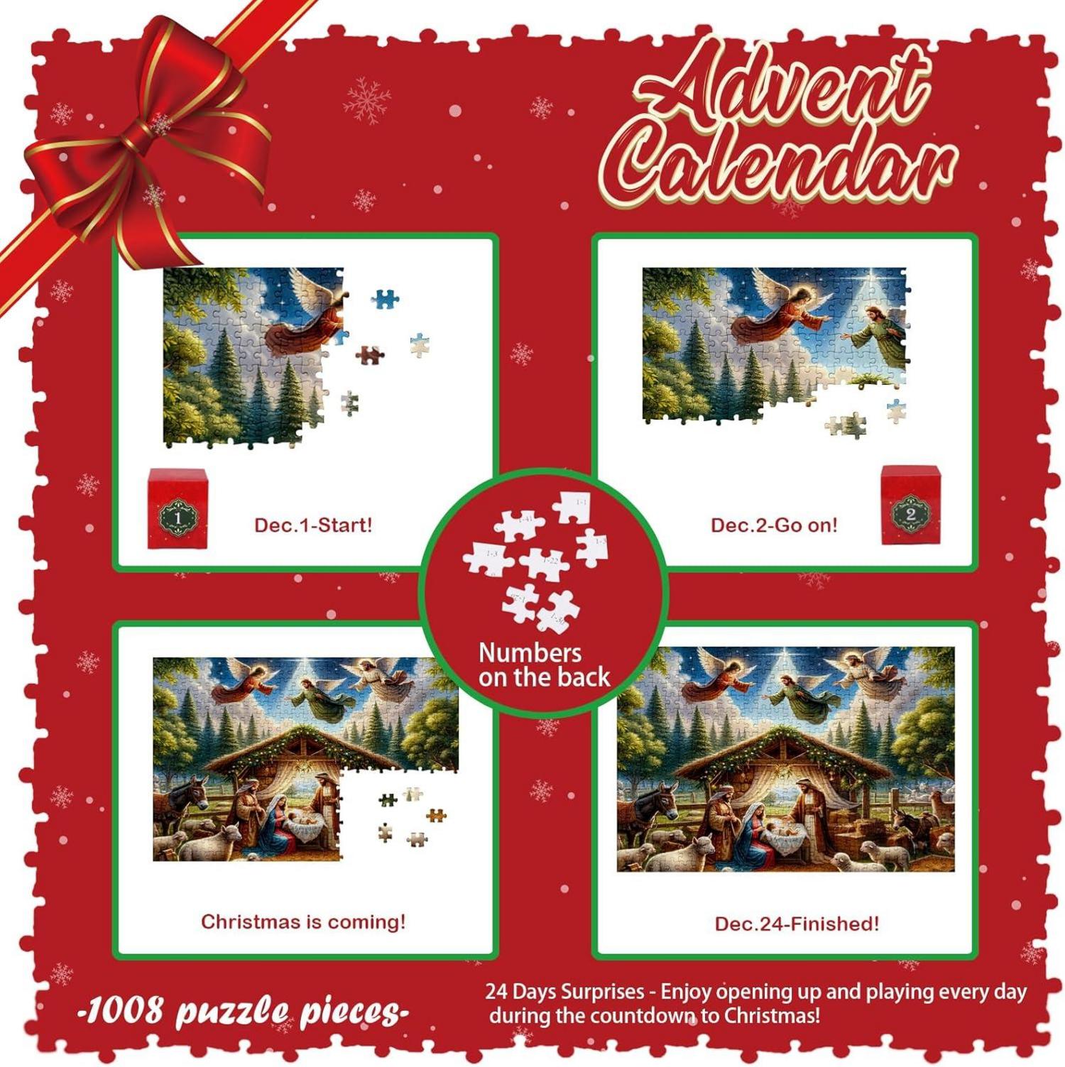 Adventskalender 2024 Puzzle Jesus Weihnachten Countdown 1008 Teile