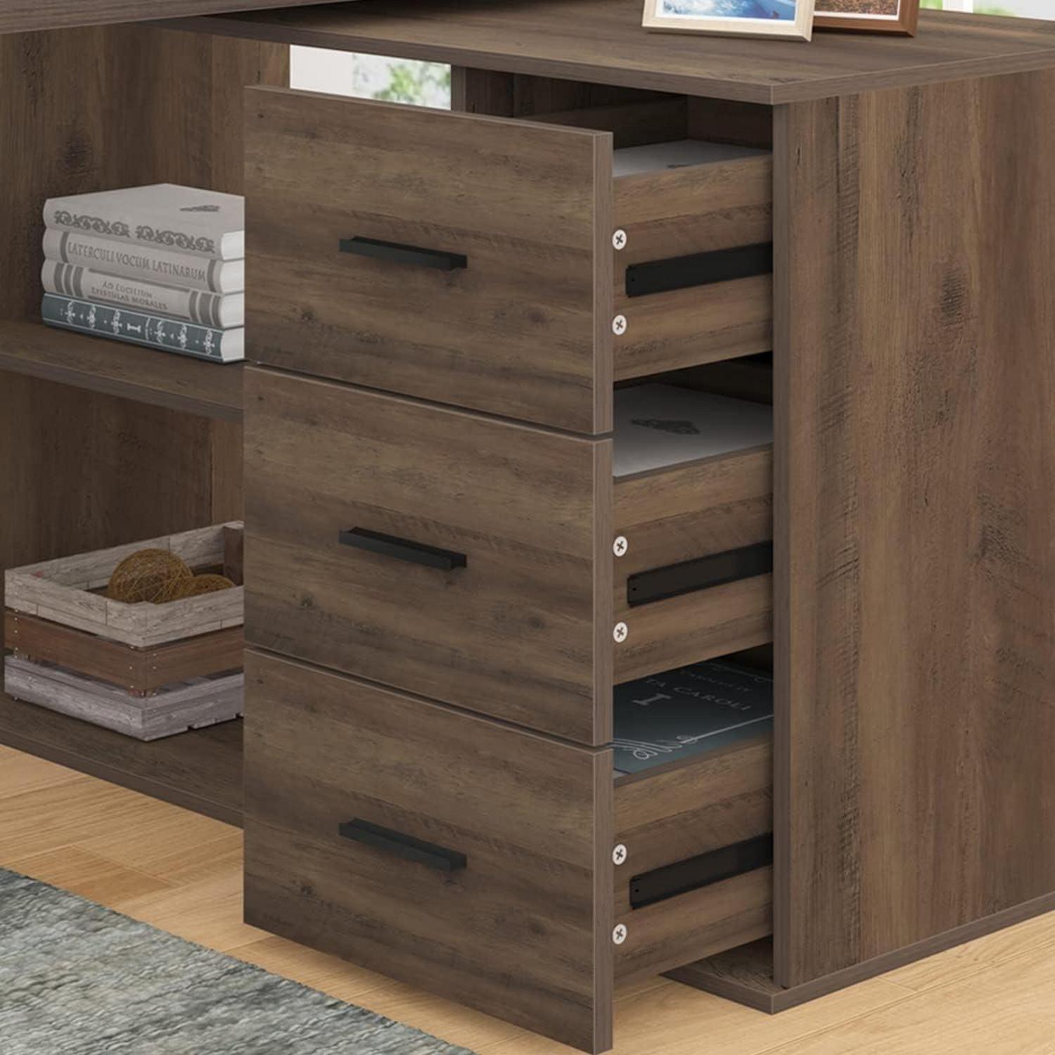 L-Form Schreibtisch Weiß mit Schubladen Stauraum 140x50x76 cm