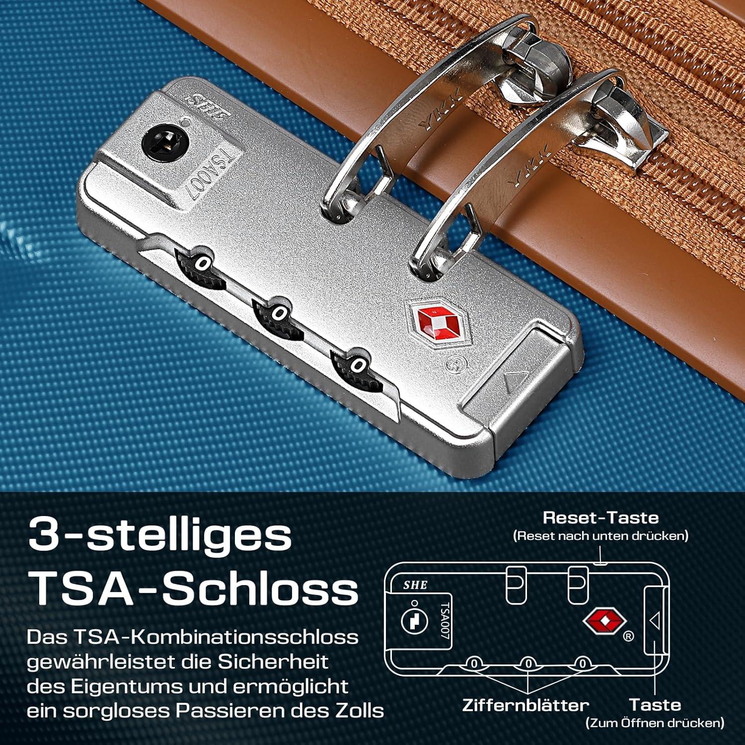 ABS Hartschalen Koffer Mittelgroß 4-Rollen TSA Schloss Erweiterbar 65L