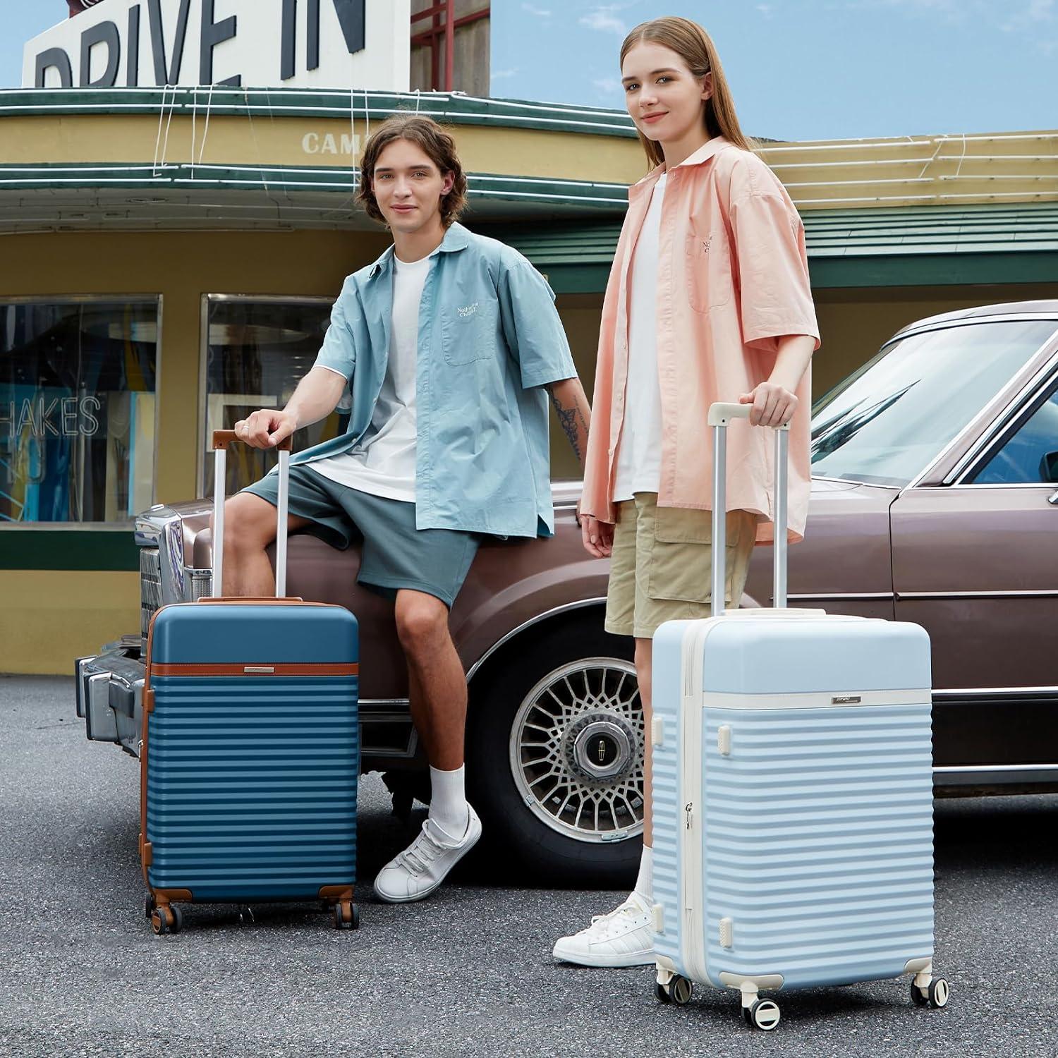 Leichter Joyway Hartschalen Koffer Mittelgroß 4 Rollen TSA Blau 65L