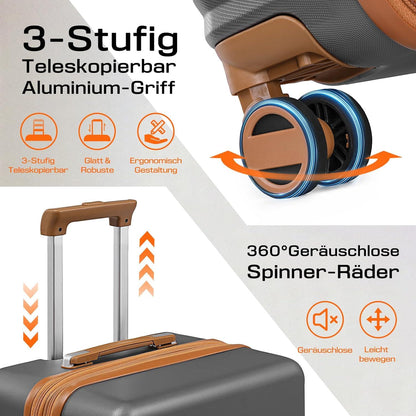 ABS Hartschalen Koffer 4 Rollen TSA Schloss 48x30x76cm 100L Grau XL