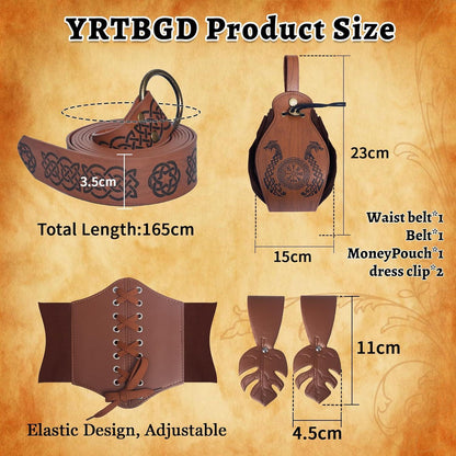 Mittelalter Piratenkostüm Damen Wikinger Vintage Bluse Korsett Gürtel für Halloween Karneval