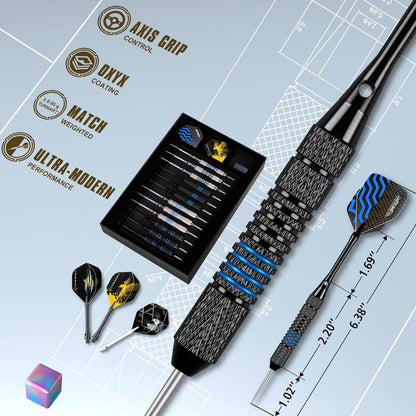 Professionelle Turnart Steeldarts mit Metallspitze und Dartbox
