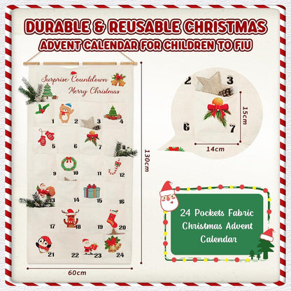 Adventskalender 2024 Weihnachten Stoff Wandkalender
