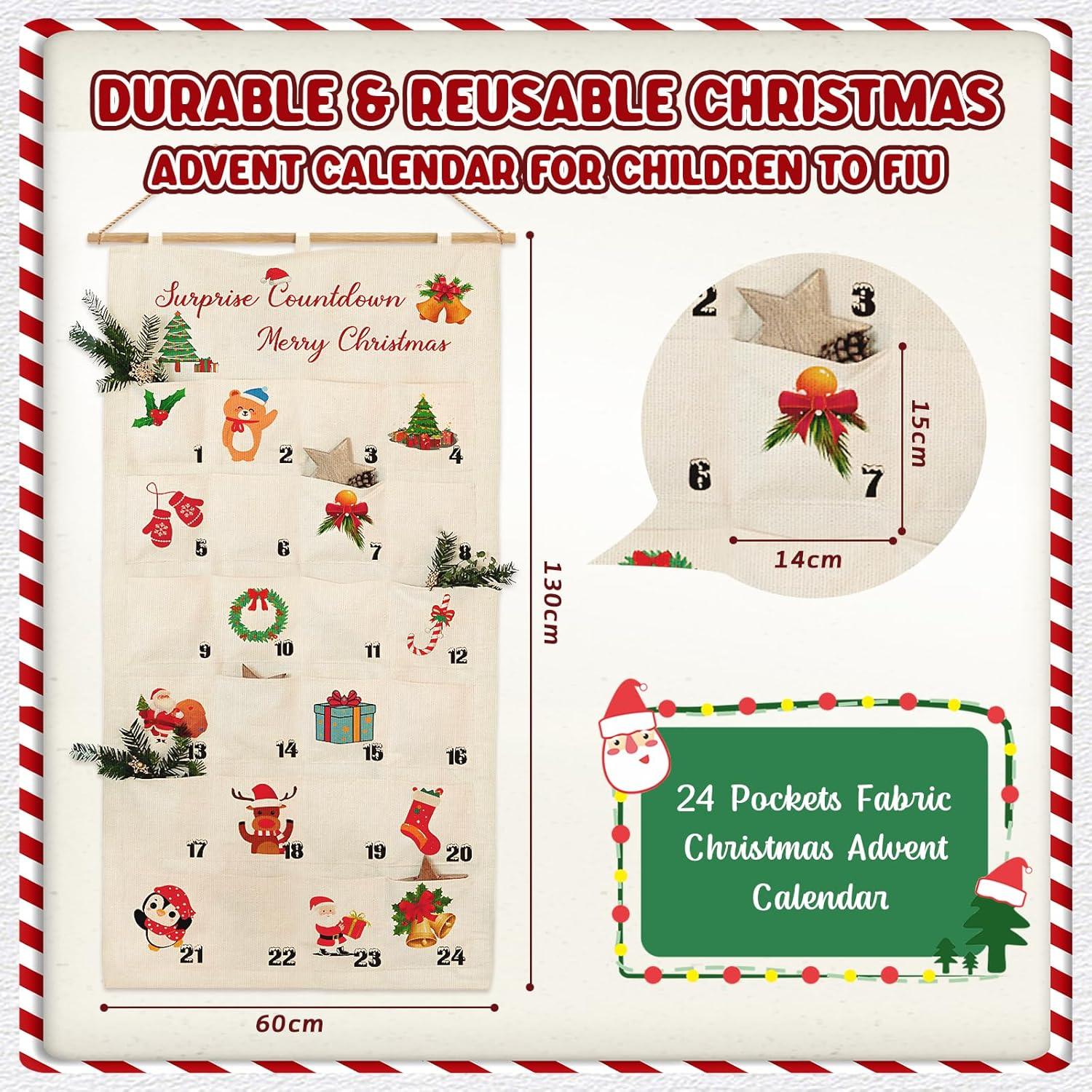 XXL Adventskalender Stoff 2024 Weihnachten Wandteppich Deko
