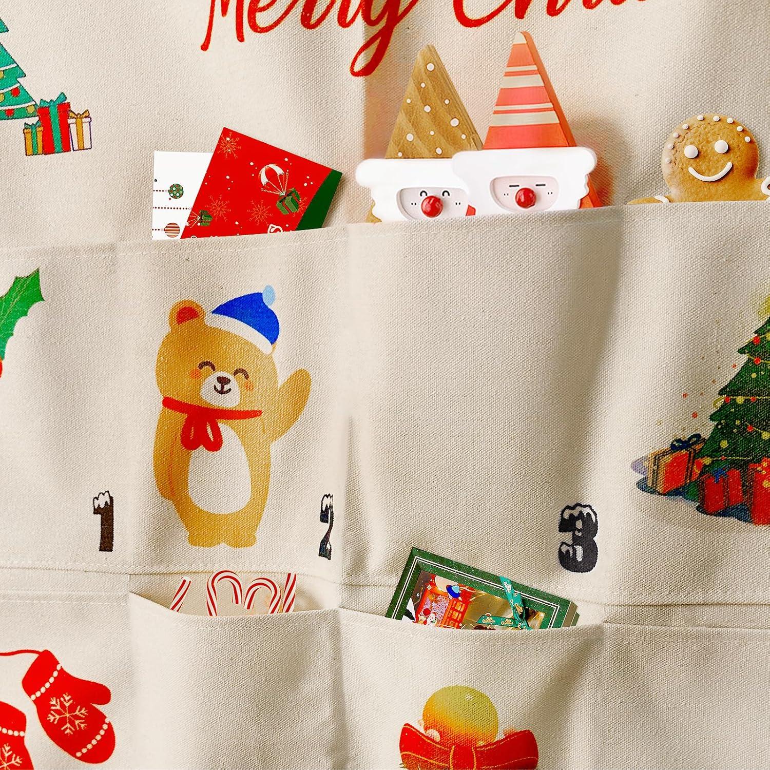 XXL Adventskalender 2024 Stoffbeutel Weihnachtsdeko Wandteppich
