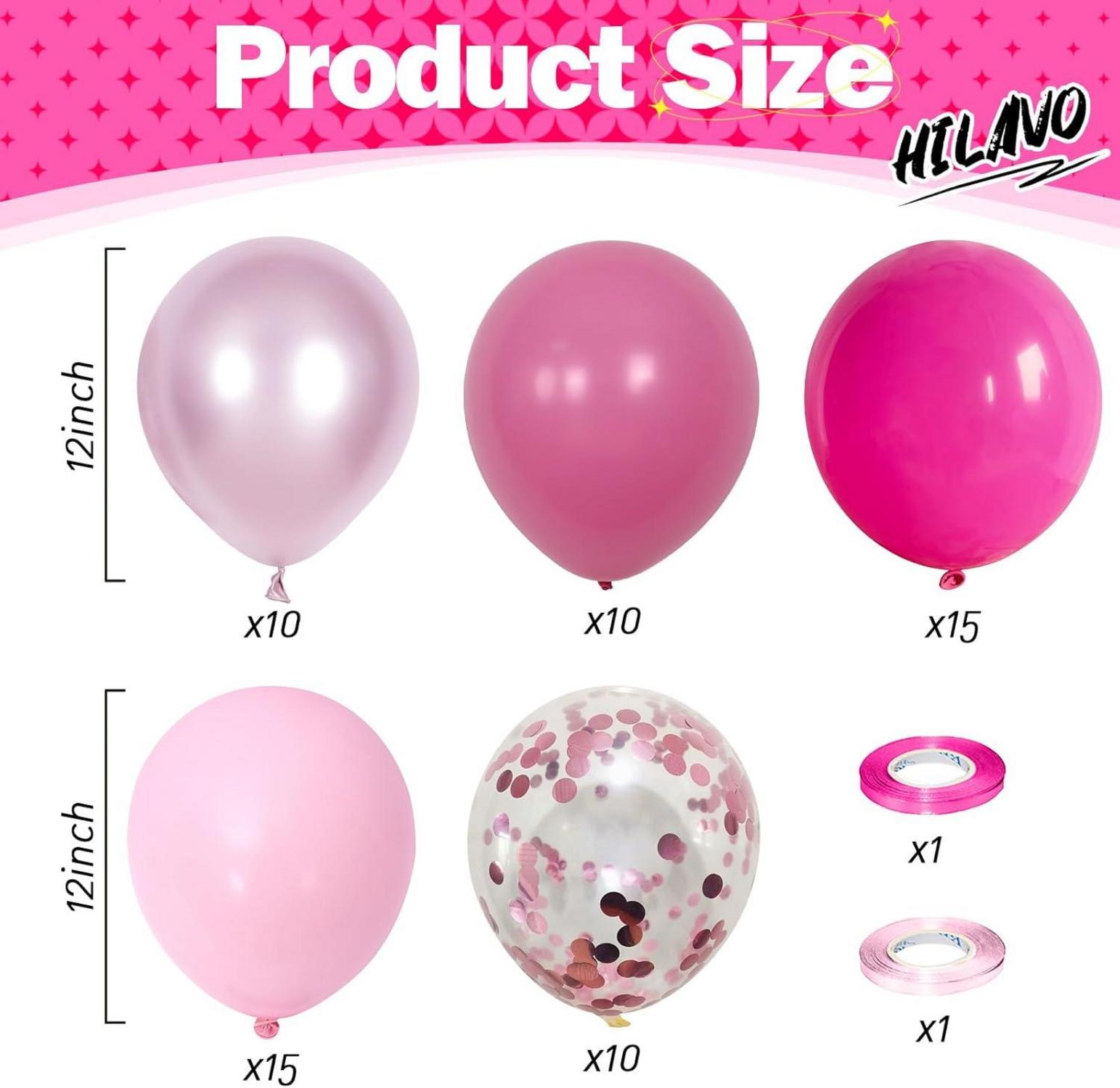 Rosa Latex Luftballons 60 Stück 12'' für Mädchen Frauen