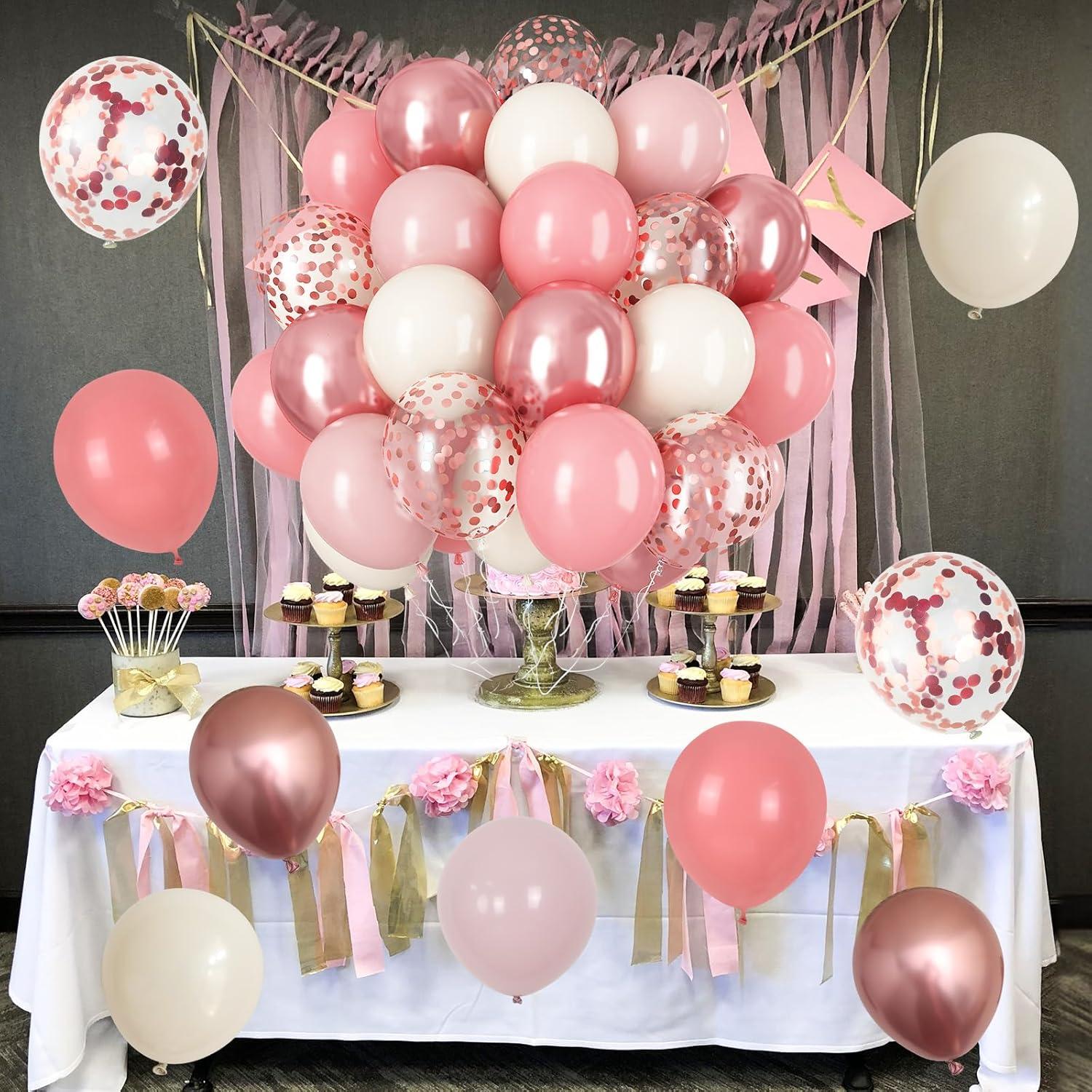 Luftballons Rosa Roségold 60 Stück 12 Zoll Retro Dusty Altrosa