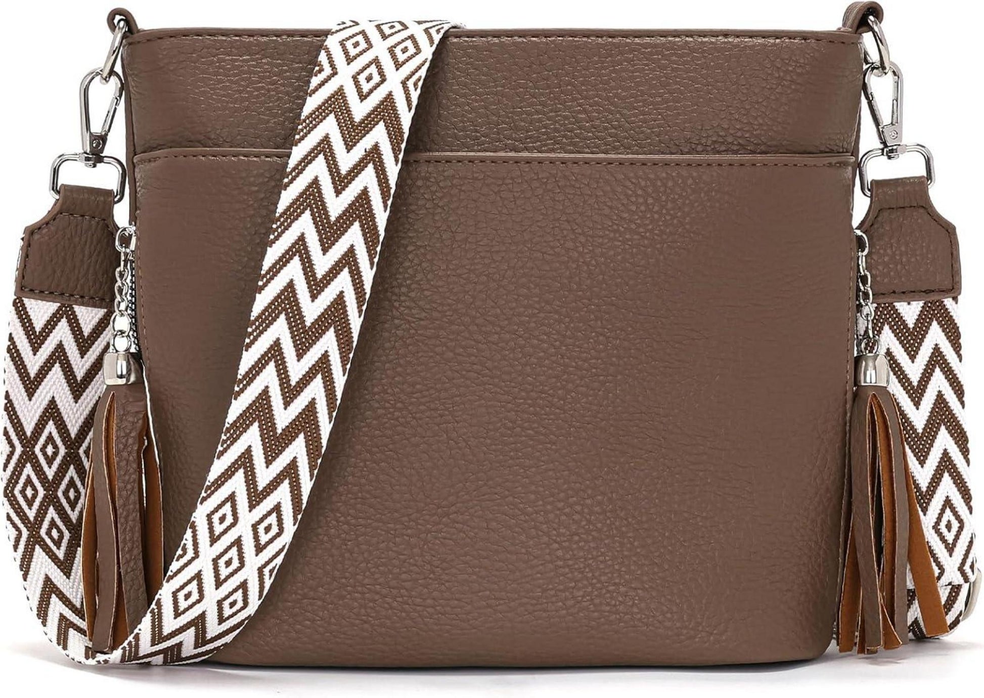 Umhängetasche Damen Mittelgroß Leder PU Tasche mit Breitem