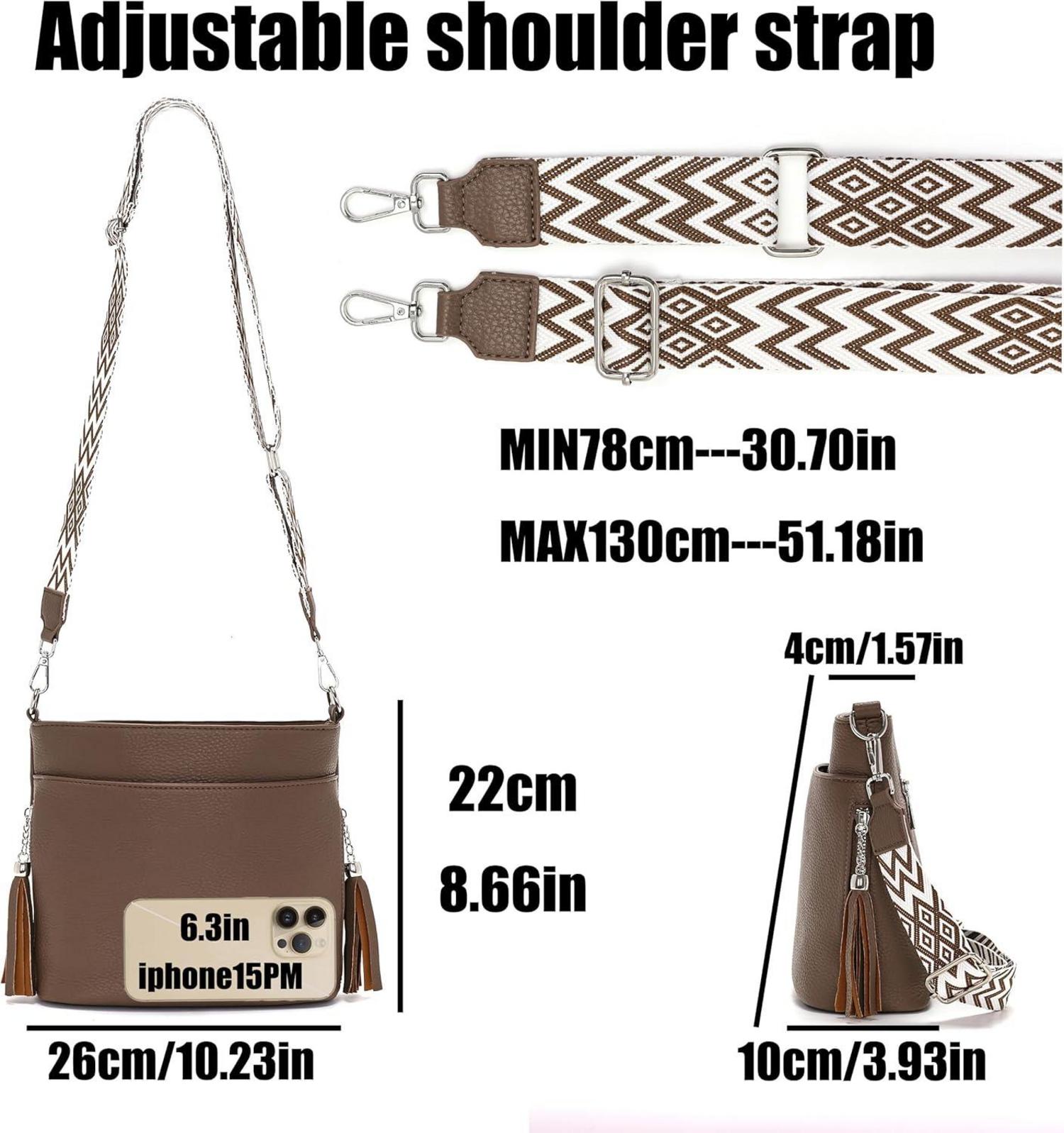 Umhängetasche Damen Mittelgroß Leder PU Tasche mit Breitem