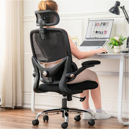 Ergonomischer Bürostuhl mit Netzrücken und Lendenstütze, klappbare