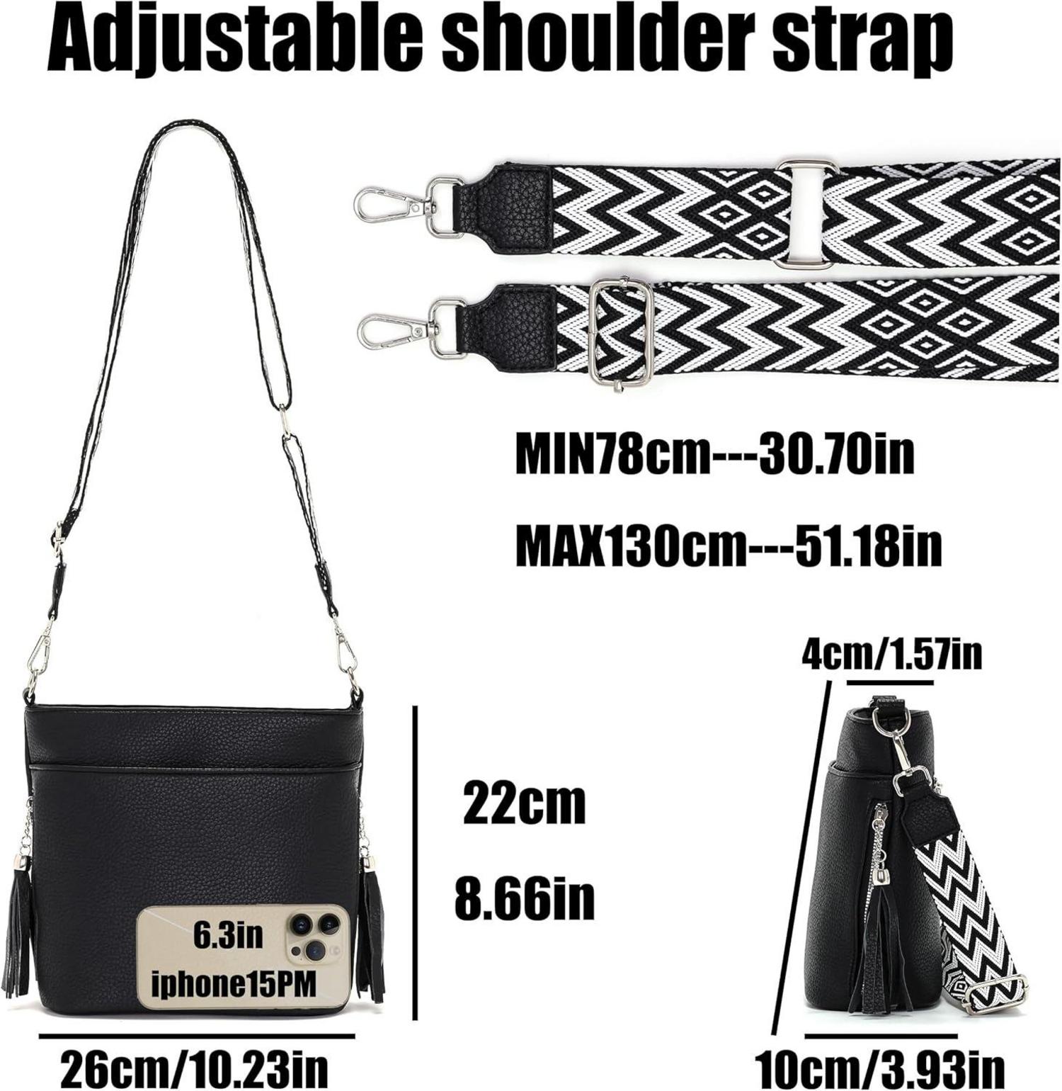 Paigtes Umhängetasche Damen Schwarz Leder PU