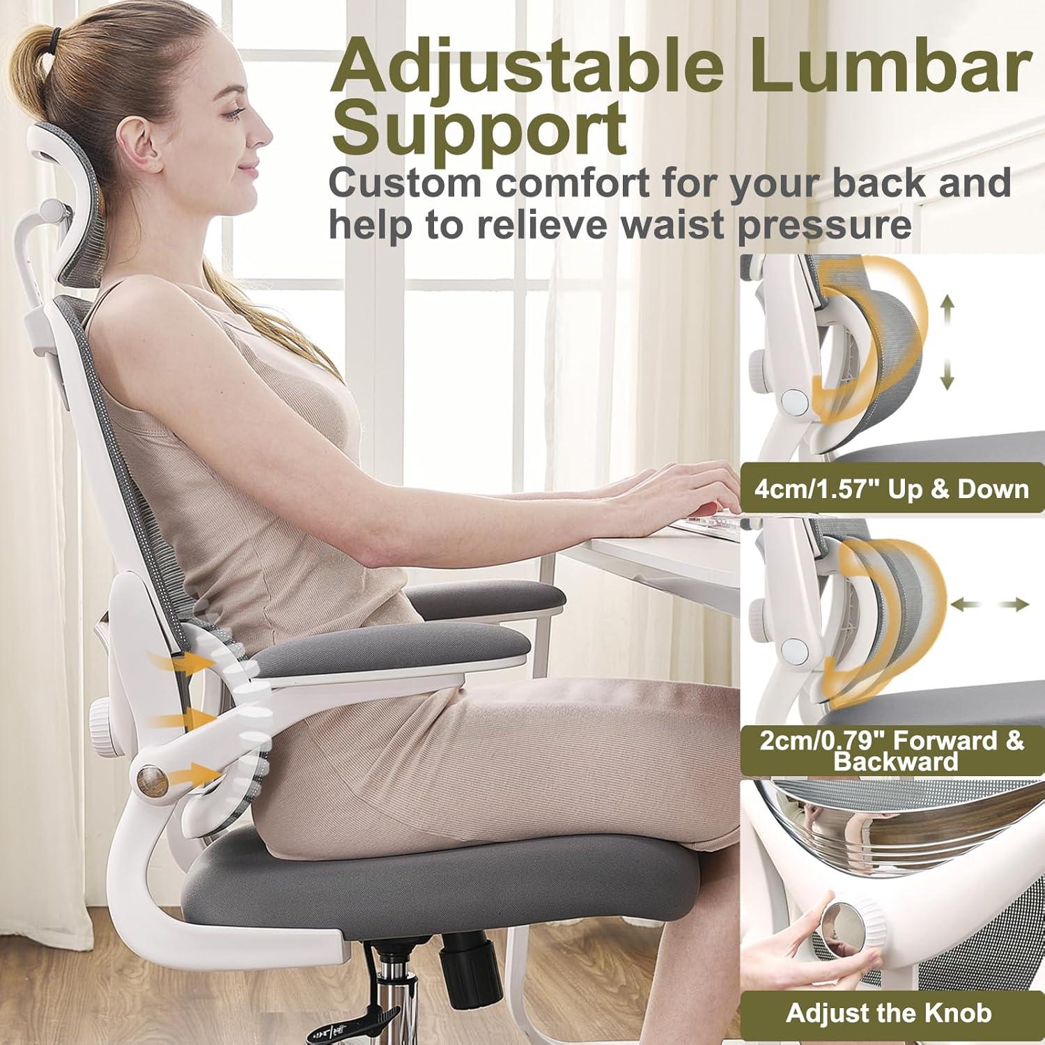 Ergonomischer Bürostuhl Zuhause Netzrücken Armlehnen weiß/grau