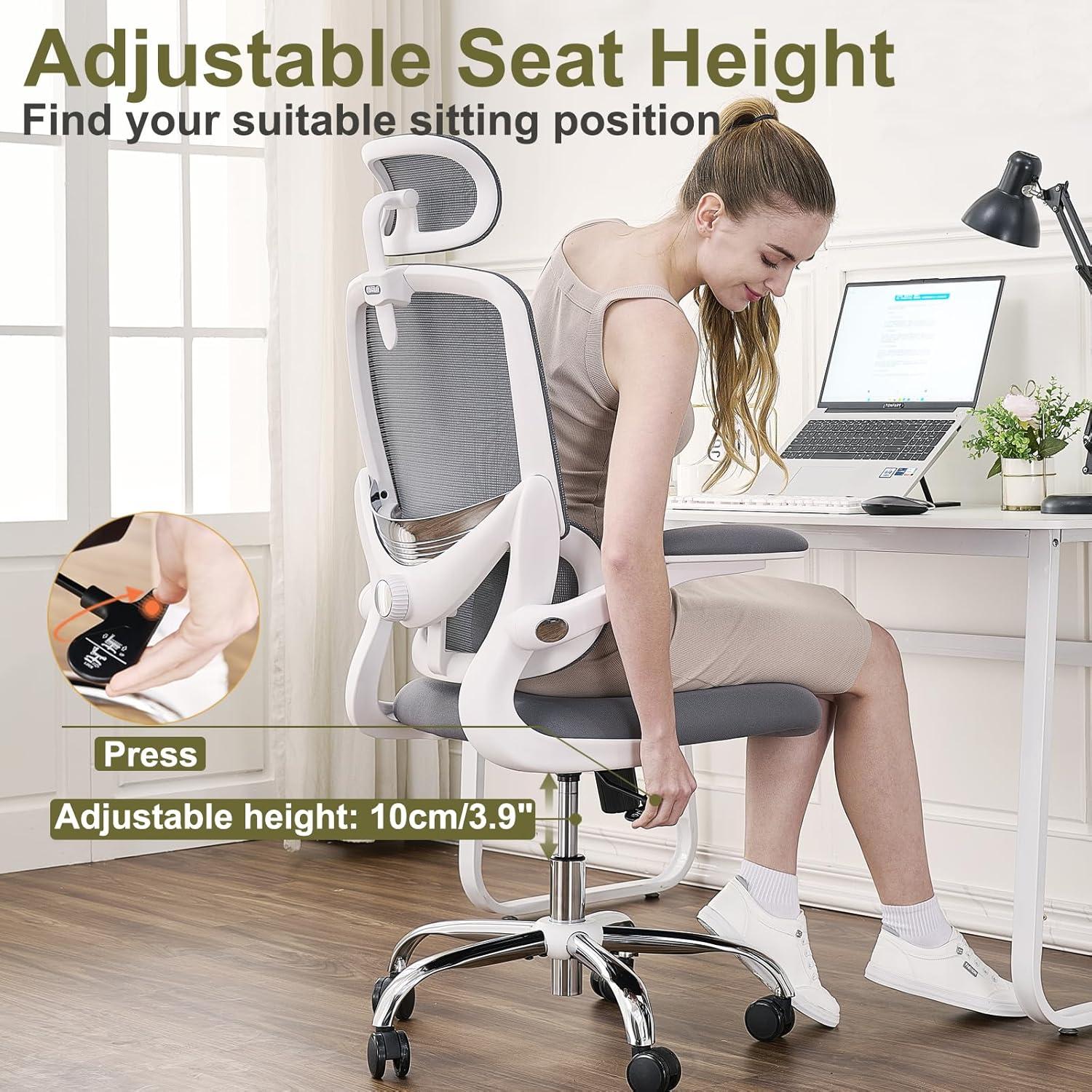 Ergonomischer Bürostuhl für Zuhause mit hoher Netzrückenstütze und verstellbarer
