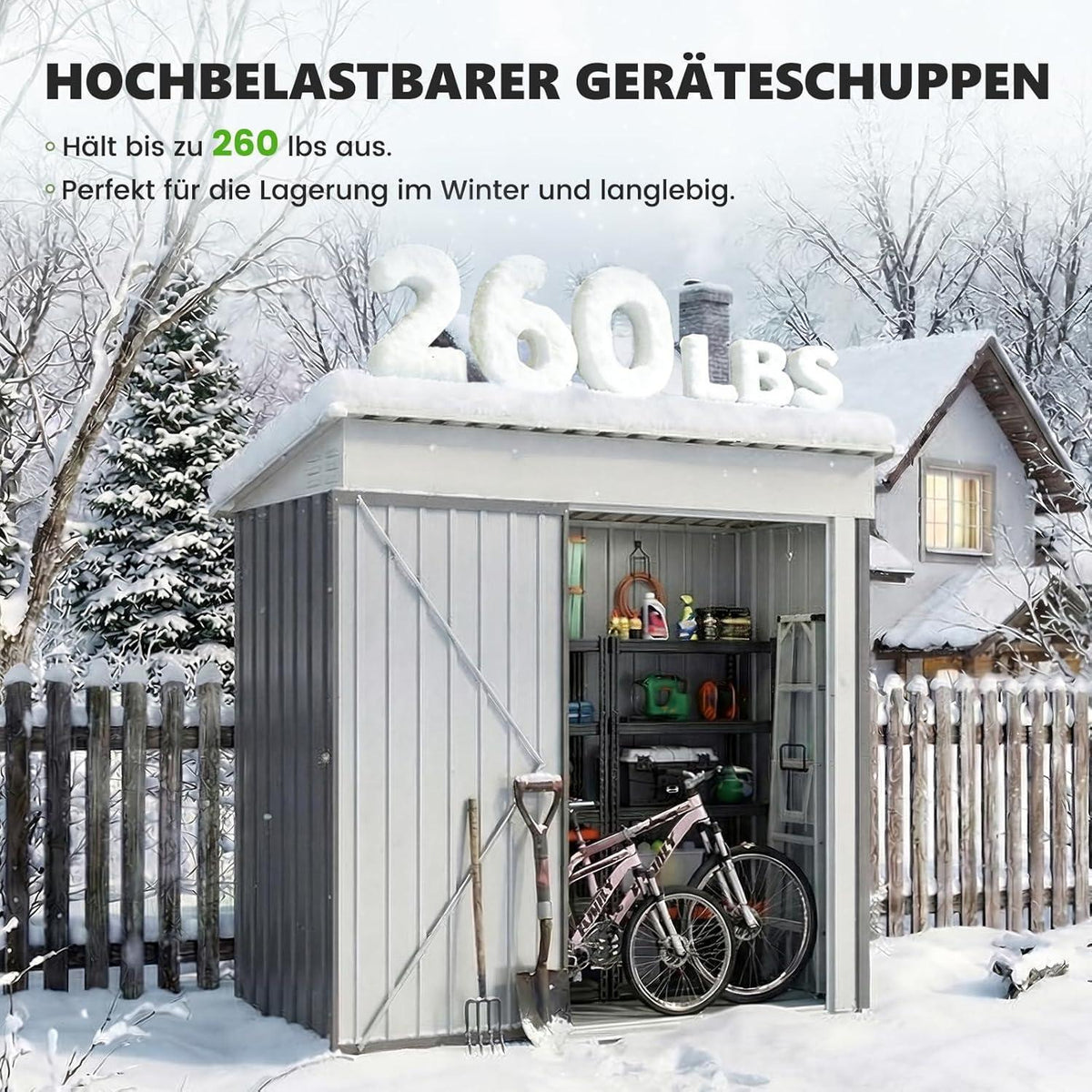 Metall Gartenhaus 1,5m² Pultdach – 162x92x180 cm